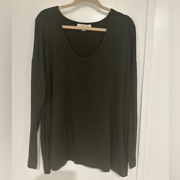 LOFT Tops - LOFT 24/26 Plus Dark Green Long
Sleeve Blouse